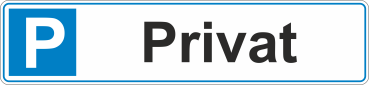 Parkplatzschild im Kennzeichenformat mit Text Privat